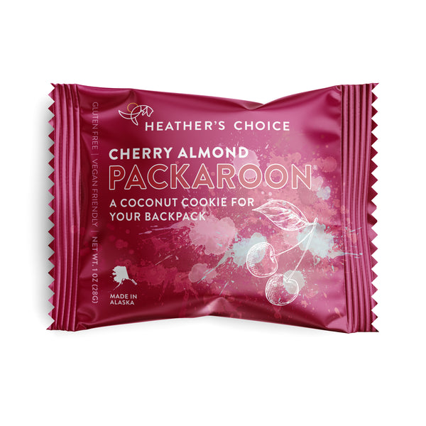 Cherry Almond Packaroon hiking snacks - frontside of packaging