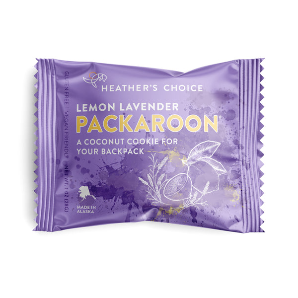 Lemon Lavender Packaroon gluten-free hiking snack - frontside of packaging
