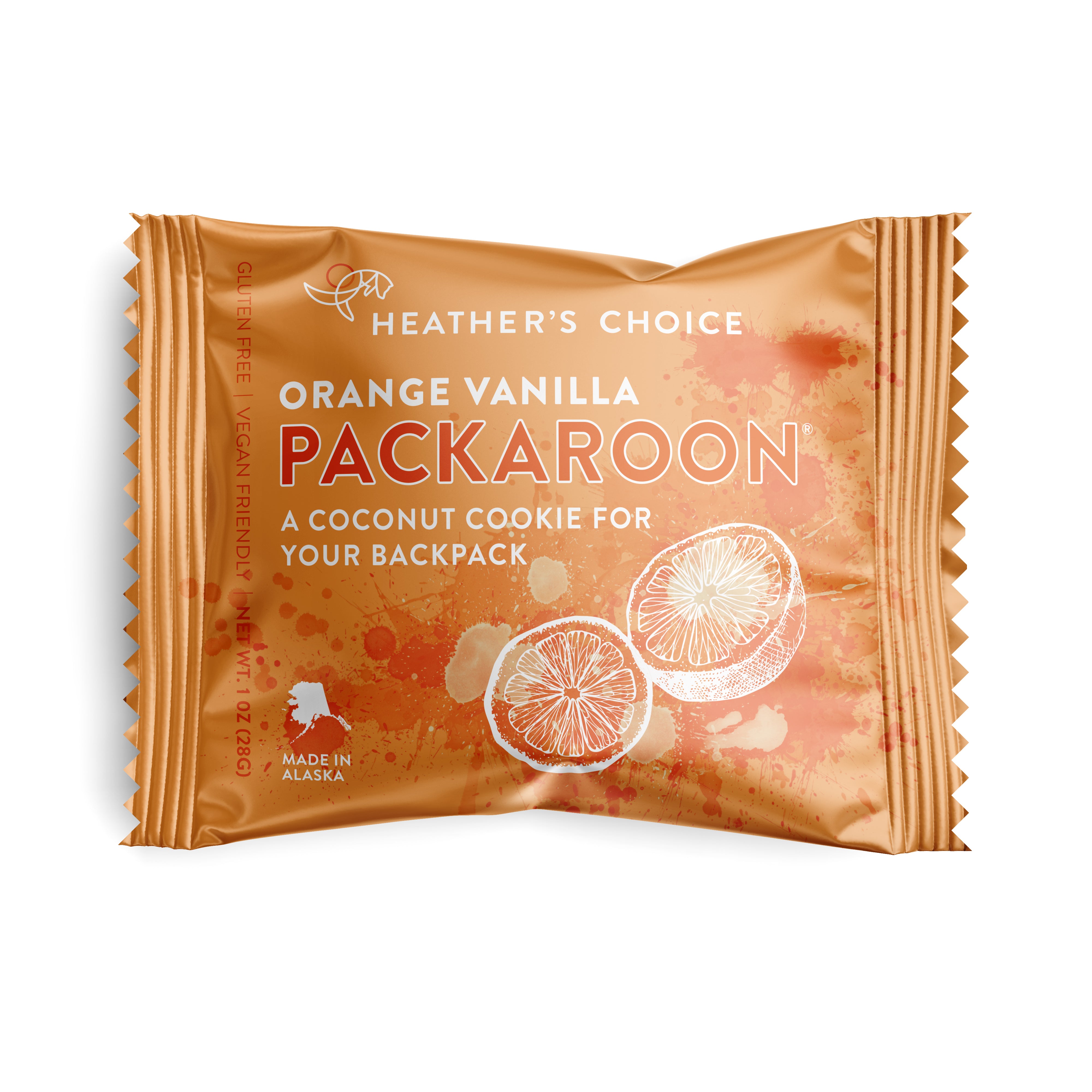Orange Vanilla Packaroon dairy-free snack - frontside of packaging
