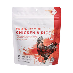 Molé Sauce with Chicken and Rice Gluten Free Backpacking Meal - frontside